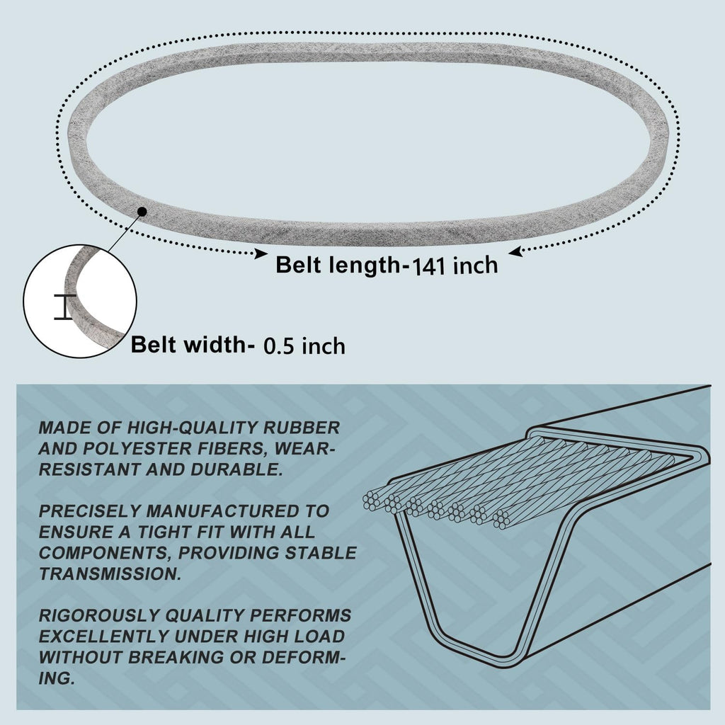 1/2 x 141 Mower Deck Belt GX21833/GX20571, Kevlar Cord Belt for John Deere D140 D150 D160 L120 L130 L145 L155 LA130