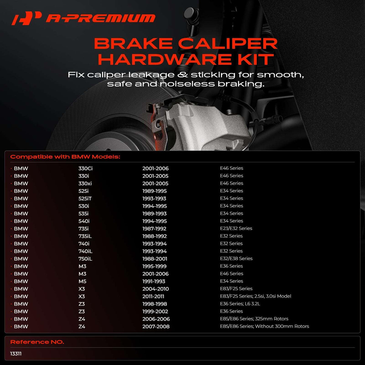 A-Premium Front Disc Brake Hardware Kit Compatible with BMW Models