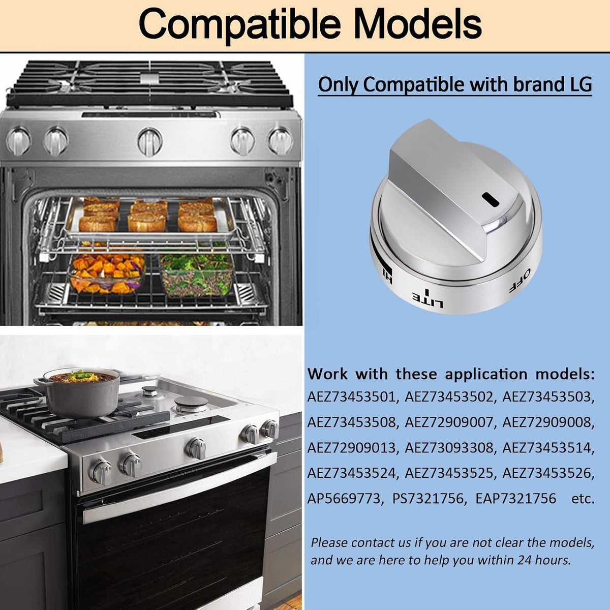 AEZ73453509 Stove Knobs Burner Control Knobs Replacement Compatible with LG Gas Stove/Oven/Range Knobs, Replace for AEZ72909008,AP5669773,PS7321756 (5 Packs)