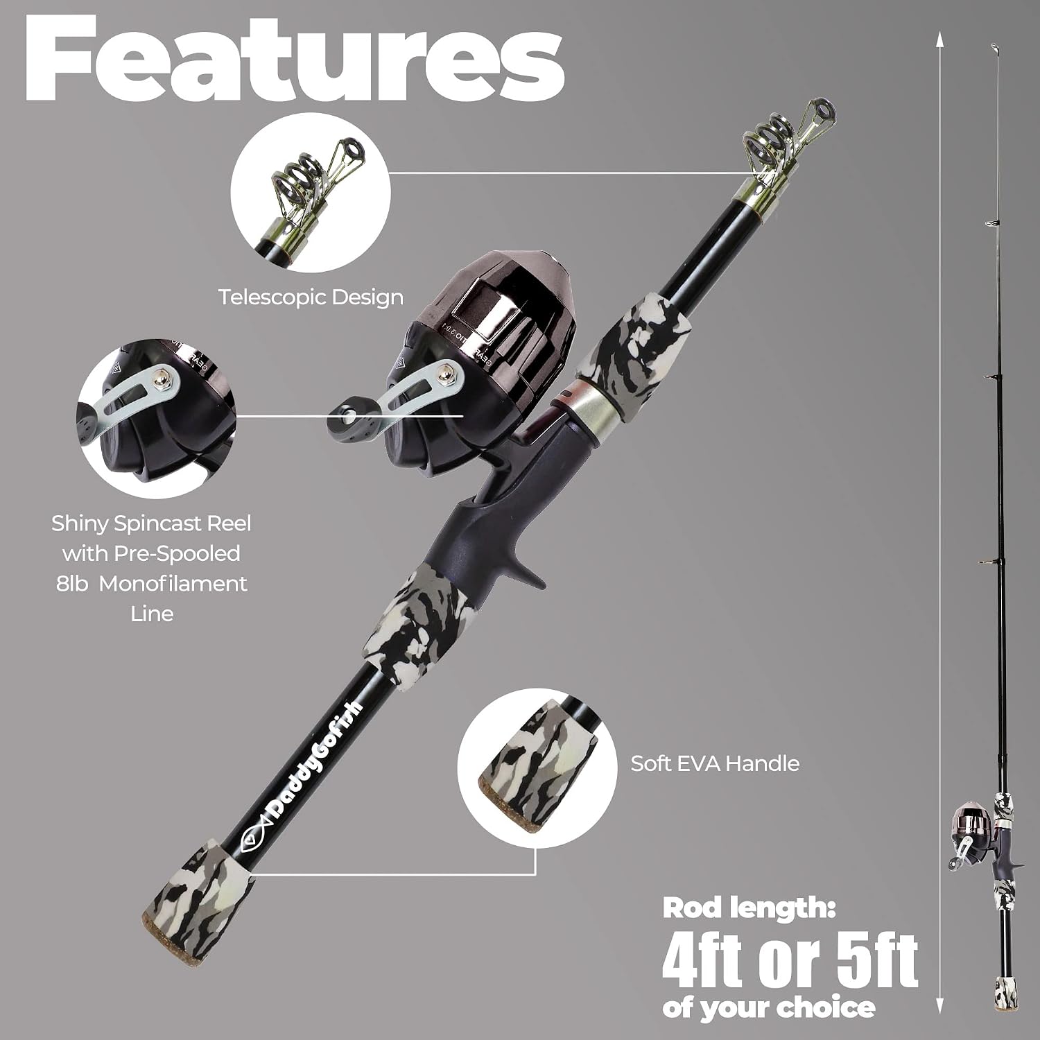 Kids Fishing Pole - Rod Reel Combo Tackle Box Starter Set - First Year Small Dock Gear Kit for Boys Girls Toddler