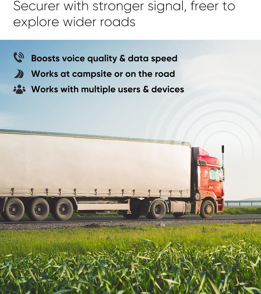 Cell Phone Booster for Truck RV, 5G/4G LTE/3G Signal Booster All Carriers | FCC Approved | Compatible with AT&T