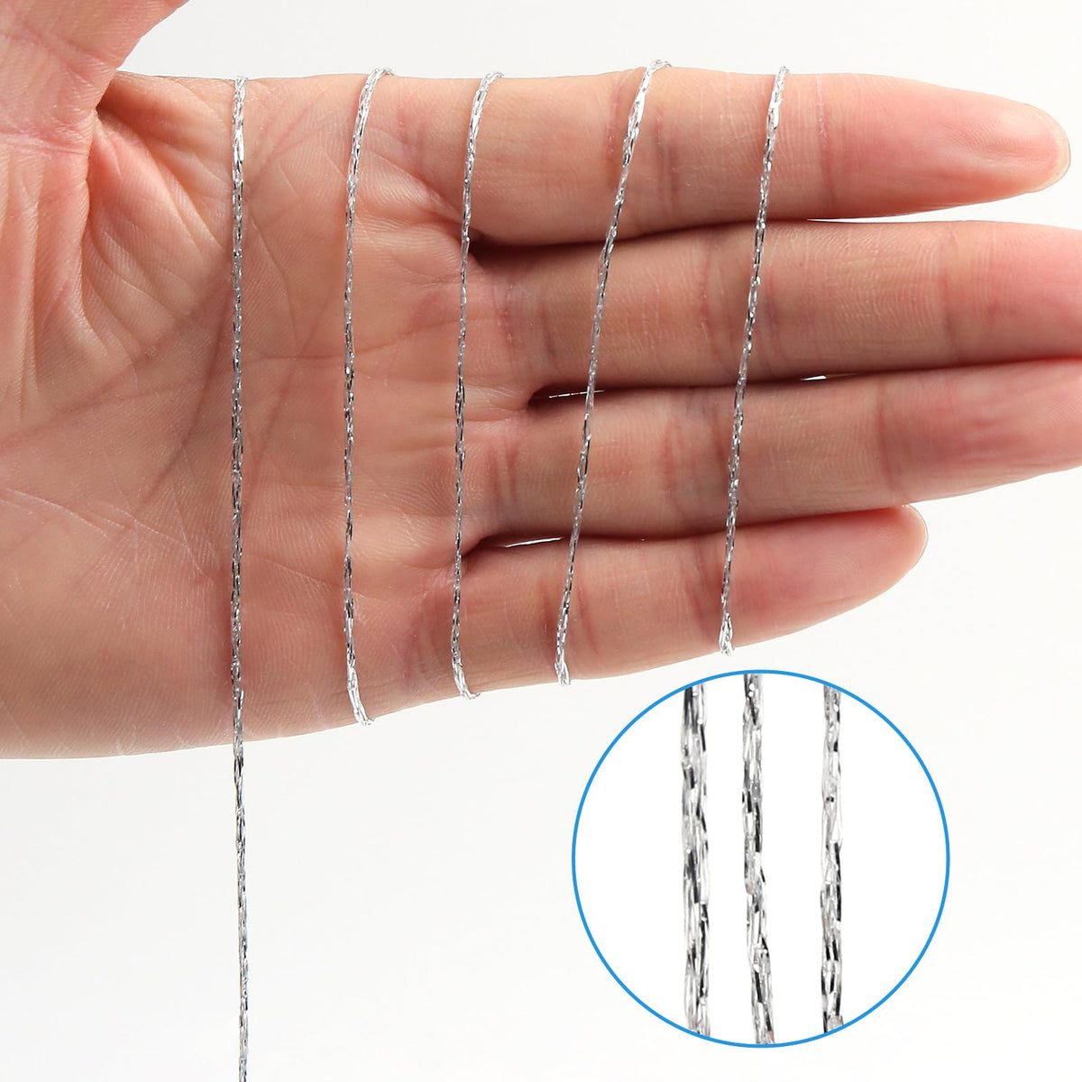 Silver String Silver Twine 328 Feet 1.5mm Silver String for Ornaments Christmas String Twine for Gift Wrapping