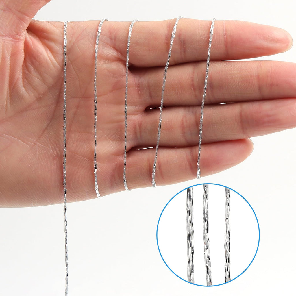 Silver String Silver Twine 658 Feet 1.5mm Silver String for Ornaments Christmas String Twine for Gift Wrapping