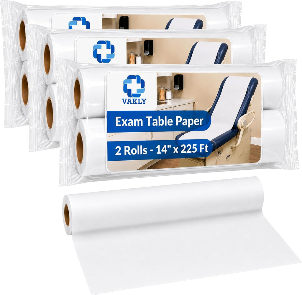 Exam Table Paper Roll 14 in x 225 ft Smooth, Disposable, 2 Rolls (6) | Medical barrier paper, tear resistant