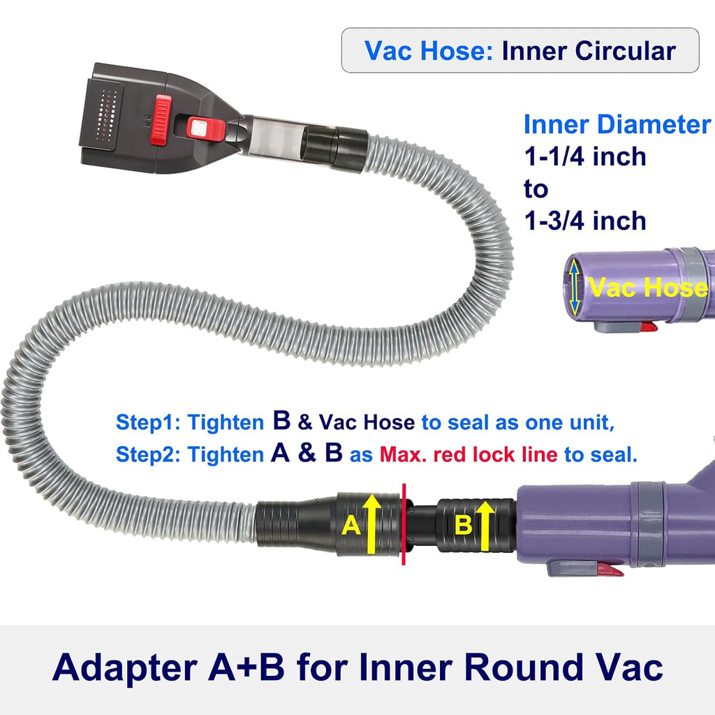 Dog Brush Vacuum Attachment with 1"-1.75" Universal Adapters for Vacuum Cleaners, Pet Hair Shedding Grooming Tool Kit