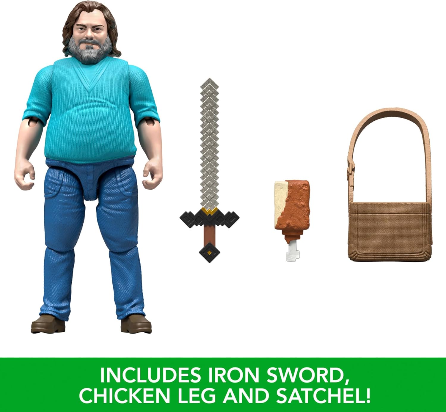 Minecraft Action Figure & Accessories Set, 4-inch Steve Posable Character Collectible Inspired by A Minecraft Movie