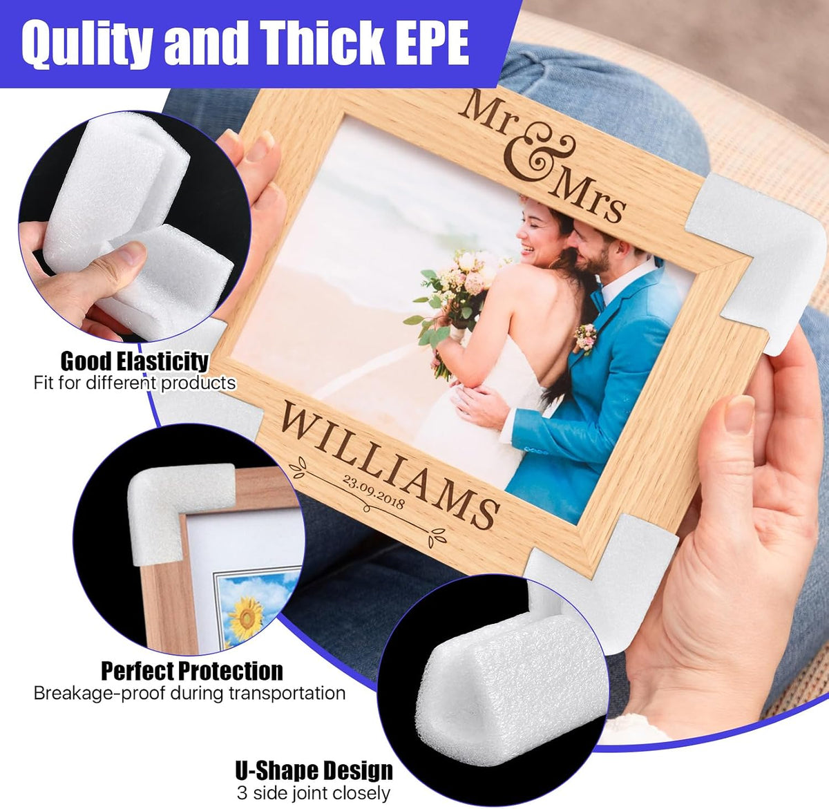Photo Mirror TV Frame Corner Protectors for Moving, L-Shaped Foam Edge