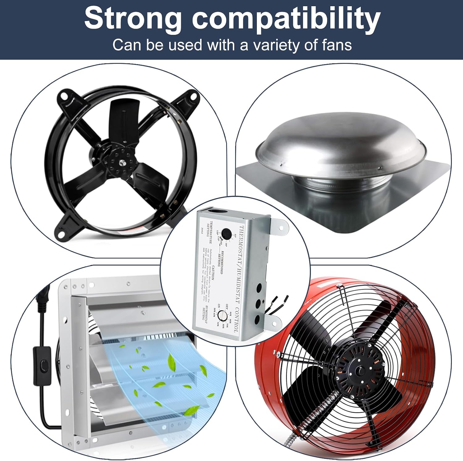 Attic Fan Adjustable Thermostat & Humidistat Controller Box for Powered Attic Ventilators Fan- Replacement
