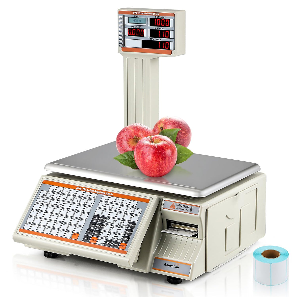 Label Printing Scale 66lb with Label & Receipt Printer