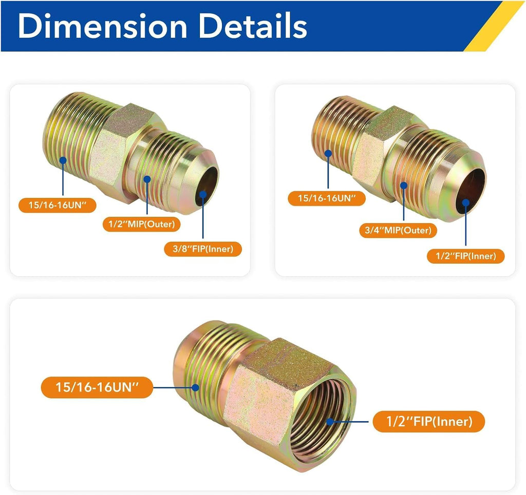 48" Flexible Gas Line Kit for Dryer/Stove,5/8" OD x 3/4" & 1/2" Connectors