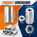 5 Pcs 1/4-28 X 7/8" Coupling Nuts Zinc for Threaded Rod