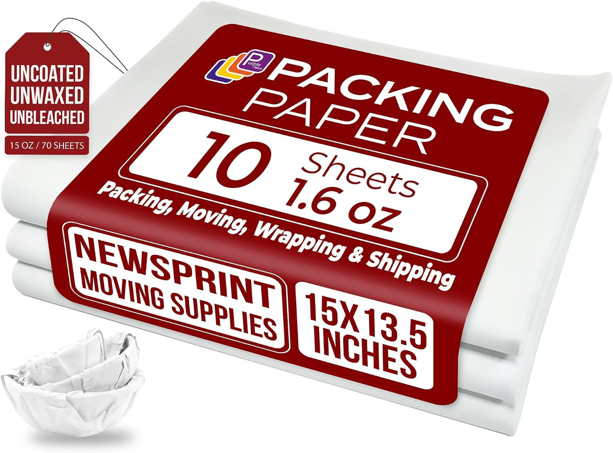 White Packing Paper Sheets for Moving | Small Size Wrapping Paper Newsprint - Must Have in Your Moving Supplies |