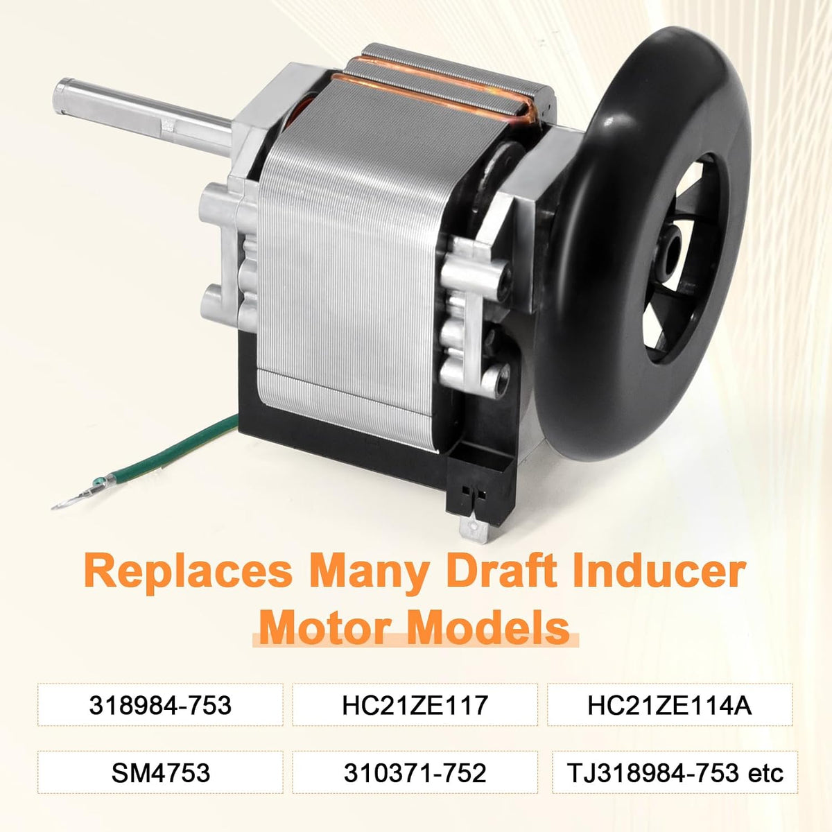 Criditpid 318984-753 HC21ZE117 Draft Inducer Motor with LA11AA005 Blower Wheel Kit for Carrier Furnace, HC21ZE114A 318984753 Furnace Draft Inducer Motor for Carrier, Bryant, Payne and Jakel.