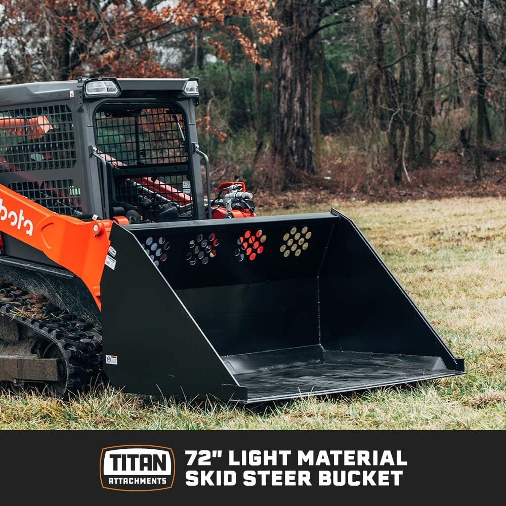 72" High Capacity Skid Steer Bucket, 42 Cu Ft Struck Capacity, Universal Quick Tach, 0.5" Thick Cutting Edge