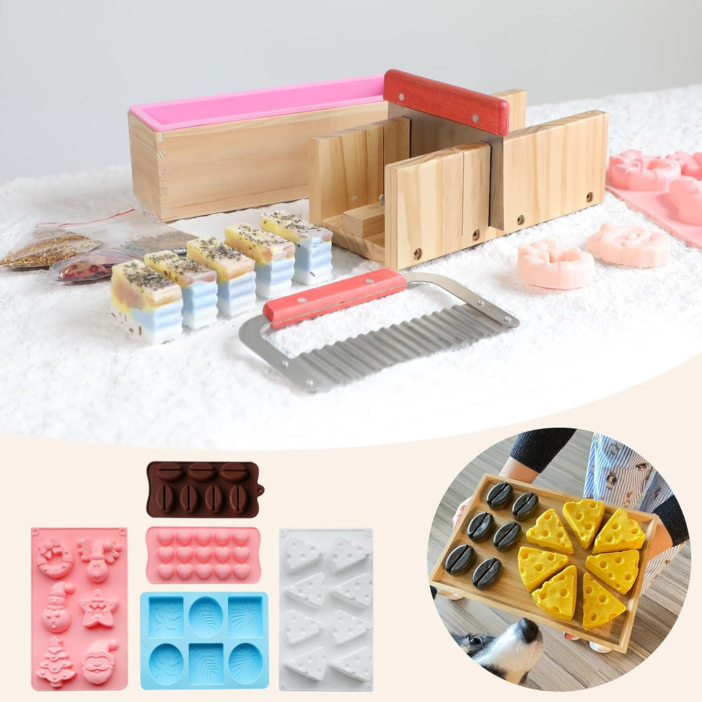 Deluxe Soap Making Kit, 5.5lb Natural Soap Base with Soap Melting Pot, 8 Essential Oils, 10 Dyes, 5 Soap Molds
