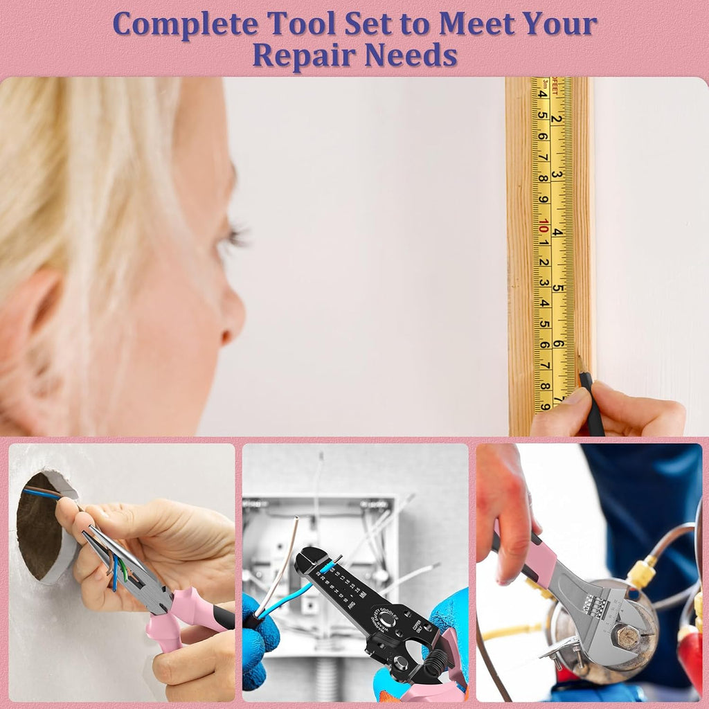 Home Tool Kit 281-PCs - General Basic Home Auto Repair Tool Kits - Complete Portable Hand Tool Sets for Women - Tool