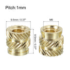 uxcell Knurled Insert Nuts, 25pcs M6 x 9.5mm L x 9.5mm OD 3D Printing Brass Nuts Female Threaded Inserts Brass Heat Set Insert Embedment Nuts