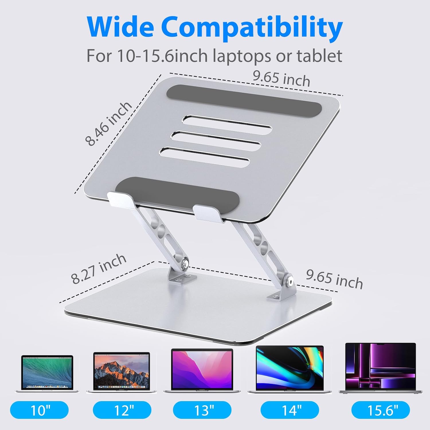 Laptop Stand for Desk, Adjustable Laptop Riser, Metal Foldable Computer Stand Holder Portable Notebook Mount