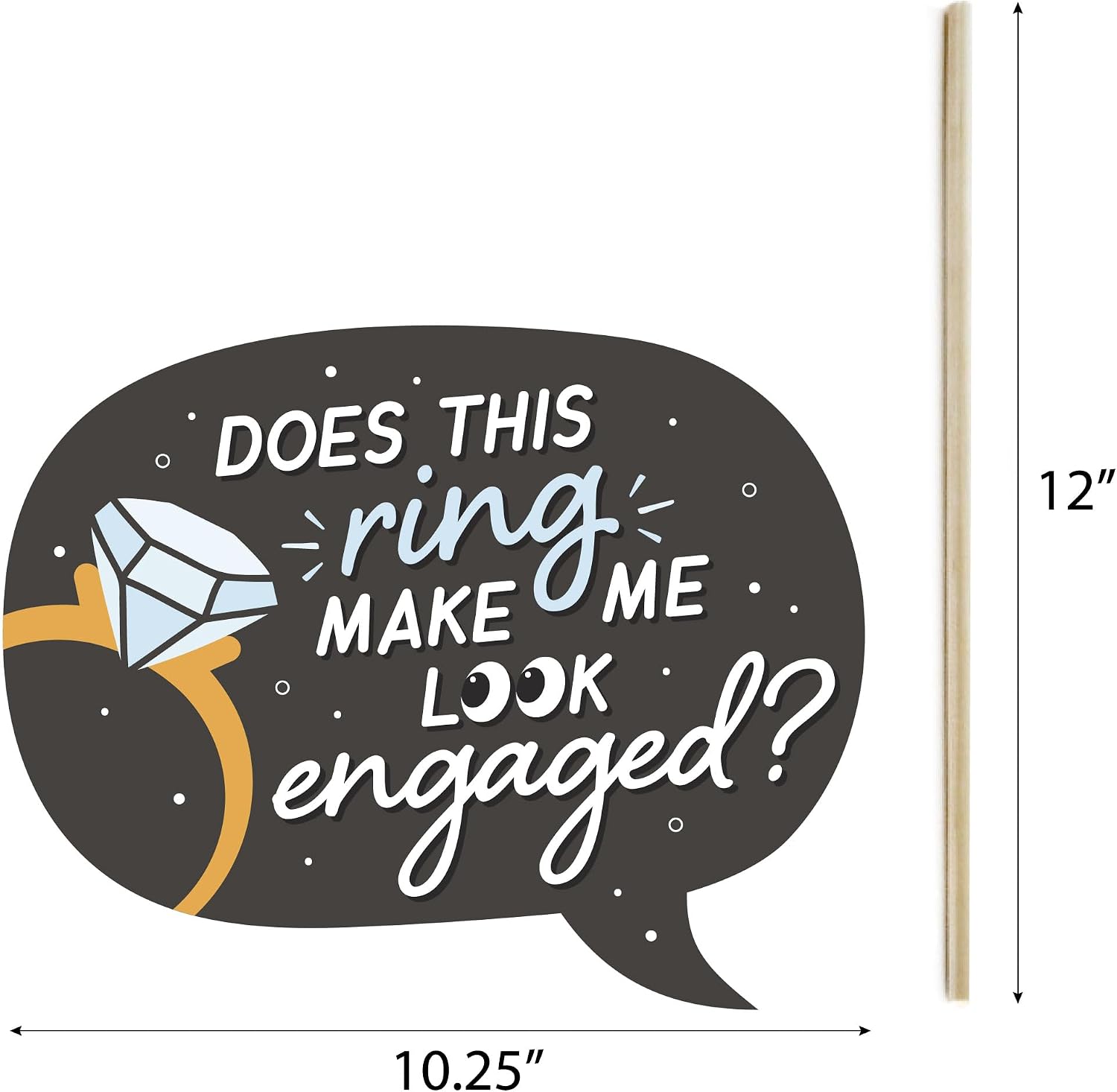Black and White Engagement Photo Booth Prop Kit, DIY Cardstock Props - 20pc