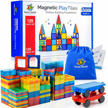 125PCS Magnetic Tiles for Kids Ages 4-8, STEM Building Toys