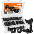 M6 x 16mm Rack Screws Kit, Cage Nuts, 60 Sets, Black