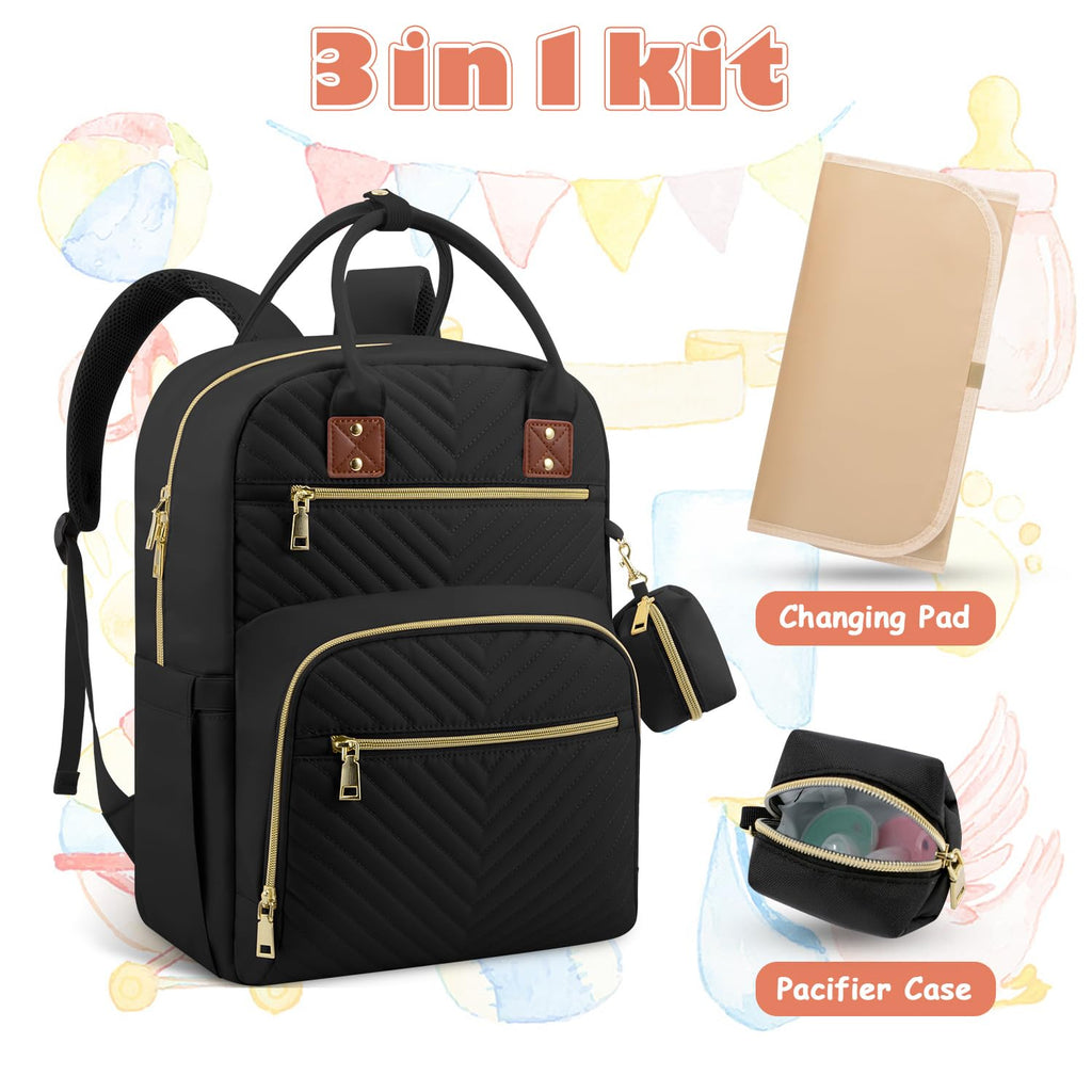 Baby Diaper Bag Backpack, Travel Diaper Bags for Baby Girl Boy Large Capacity Baby Bag Backpack for Women Black