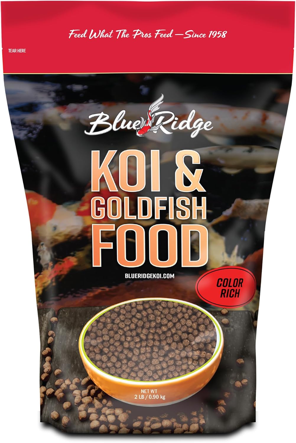 Blue Ridge Koi Fish Food, Growth Formula Color Rich, 3/16" Pellets, 2 lb