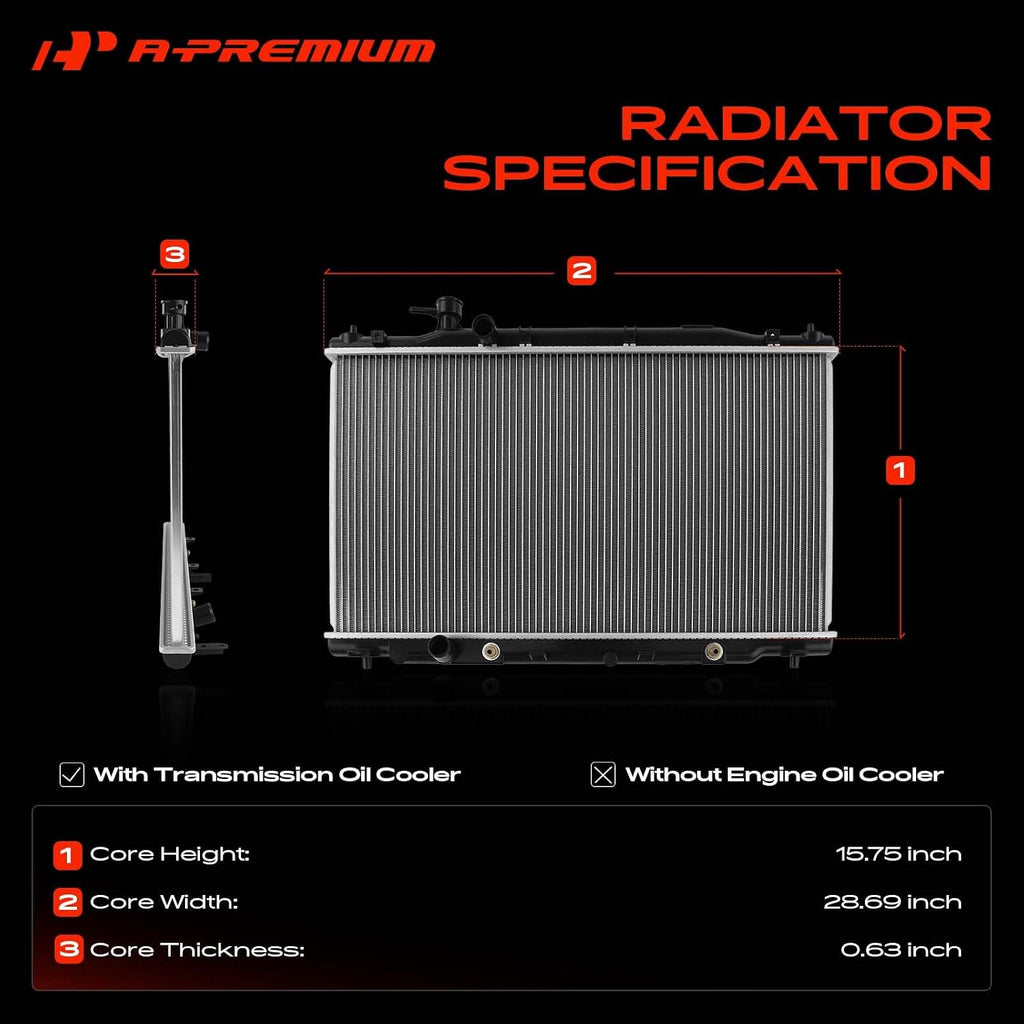 A-Premium Engine Coolant Radiator Assembly with Transmission Oil Cooler