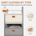 Vertical Rolling Laundry Hamper, 2 Section Laundry Sorter