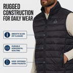 Mens Puffer Vest - Packable Lightweight, Quilted Winter Outerwear