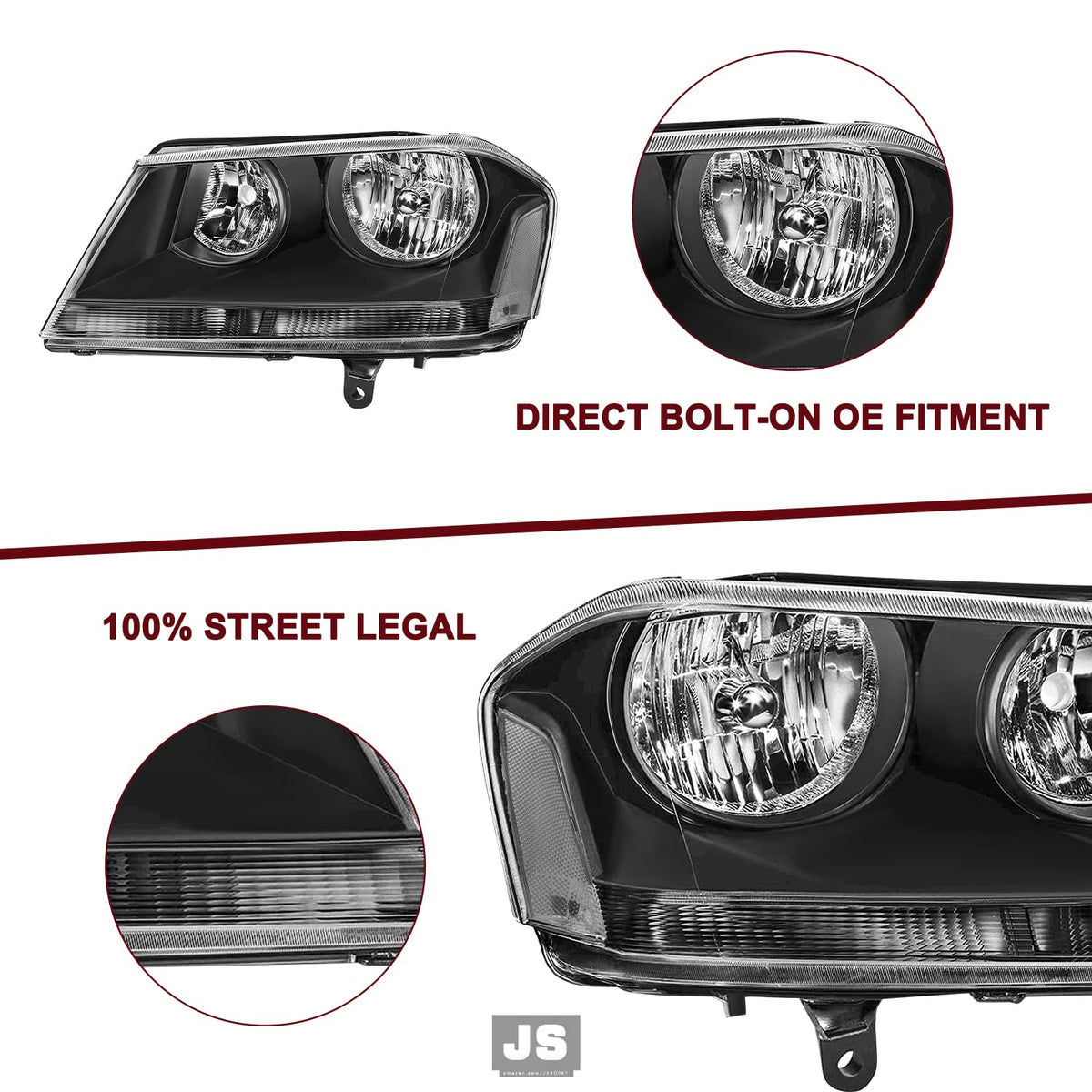 Halogen Headlight Assembly for 2008-2014 Dodge Avenger