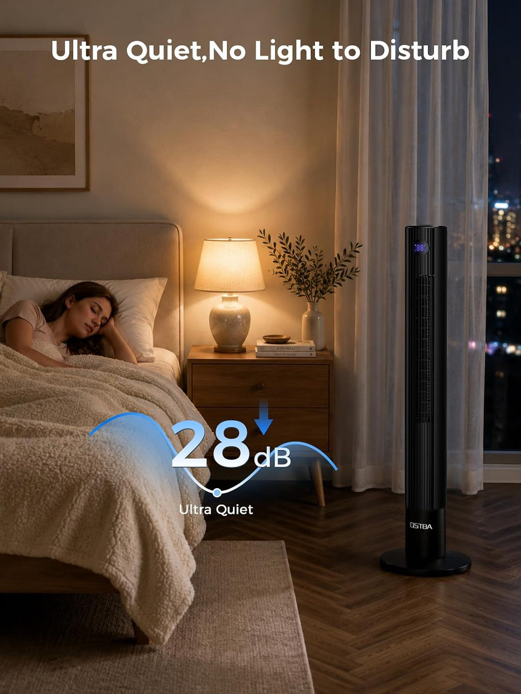 43'' Tower Fan for Bedroom, 85° Oscillating, 12H Timer, with Remote | 28dB Cooling with LED Display,3 Speeds, 2