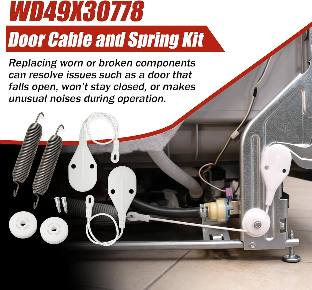 WD49X30778 Door Cable and Spring Kit for GE, Hotpoint, Haier Dishwashers