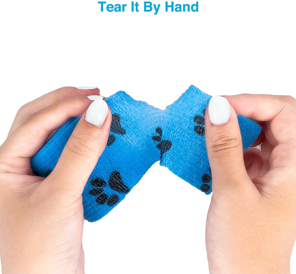 Pet Wrap, Self-Adhesive, Only Sticks to Itself, Non-Woven Tape for Dog Legs, Paws, Wounds, First Aid Cohesive Gauze