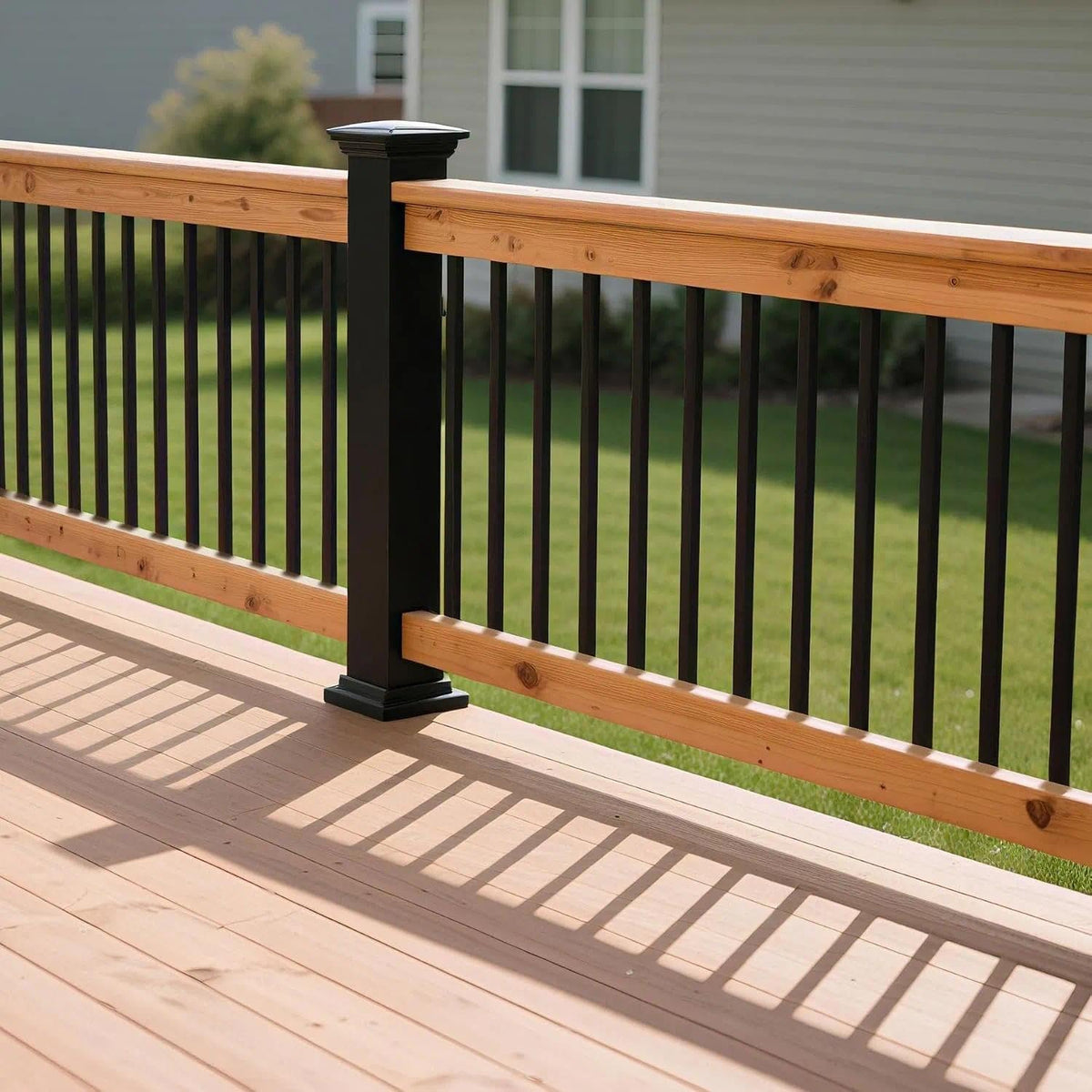 50 Pack 38" Balusters for Deck Railing, Black Rectangular Spindles