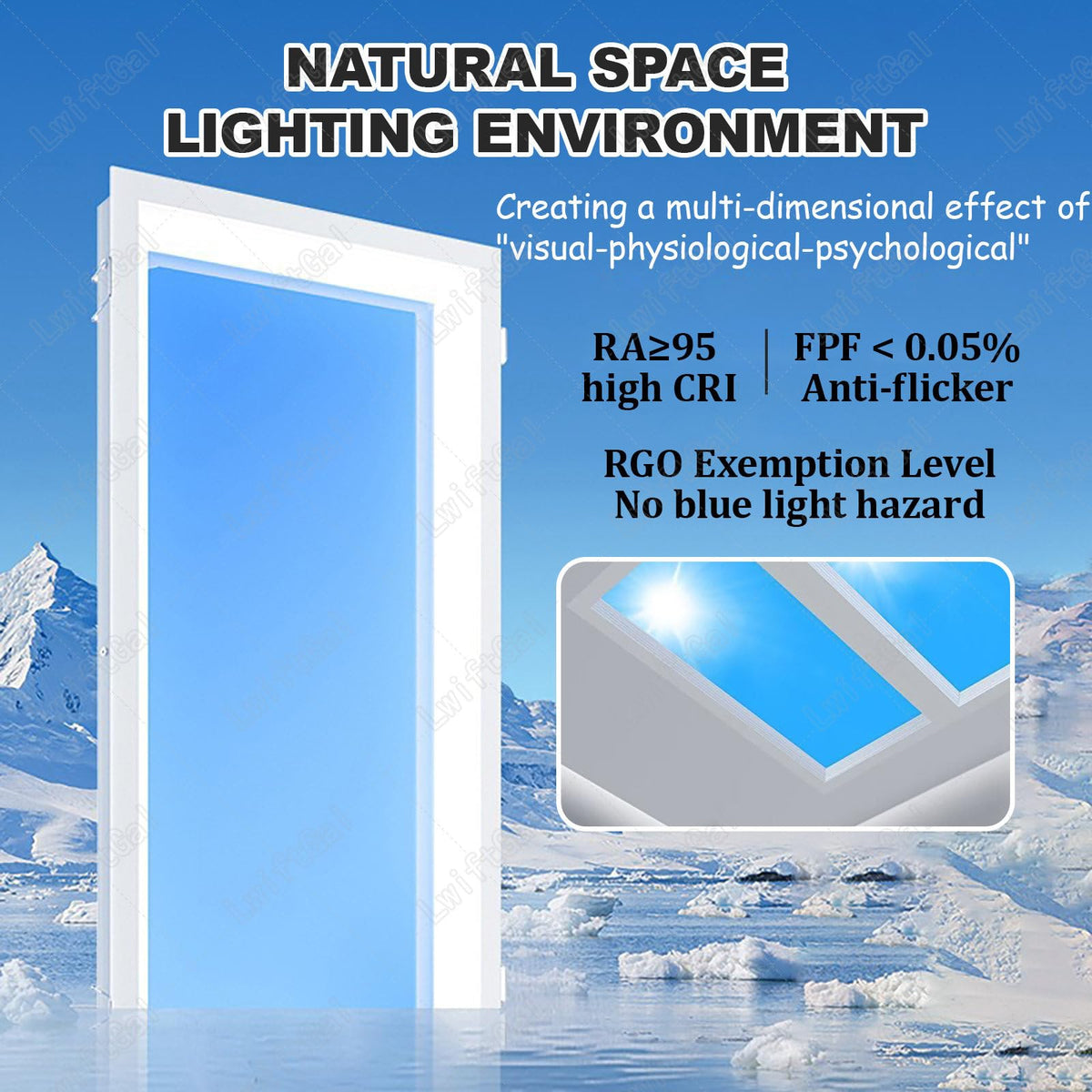 Smart Blue Sky Light, False Window Light Panel with Remote Control, Artificial Skylight with Adjustable Brightness