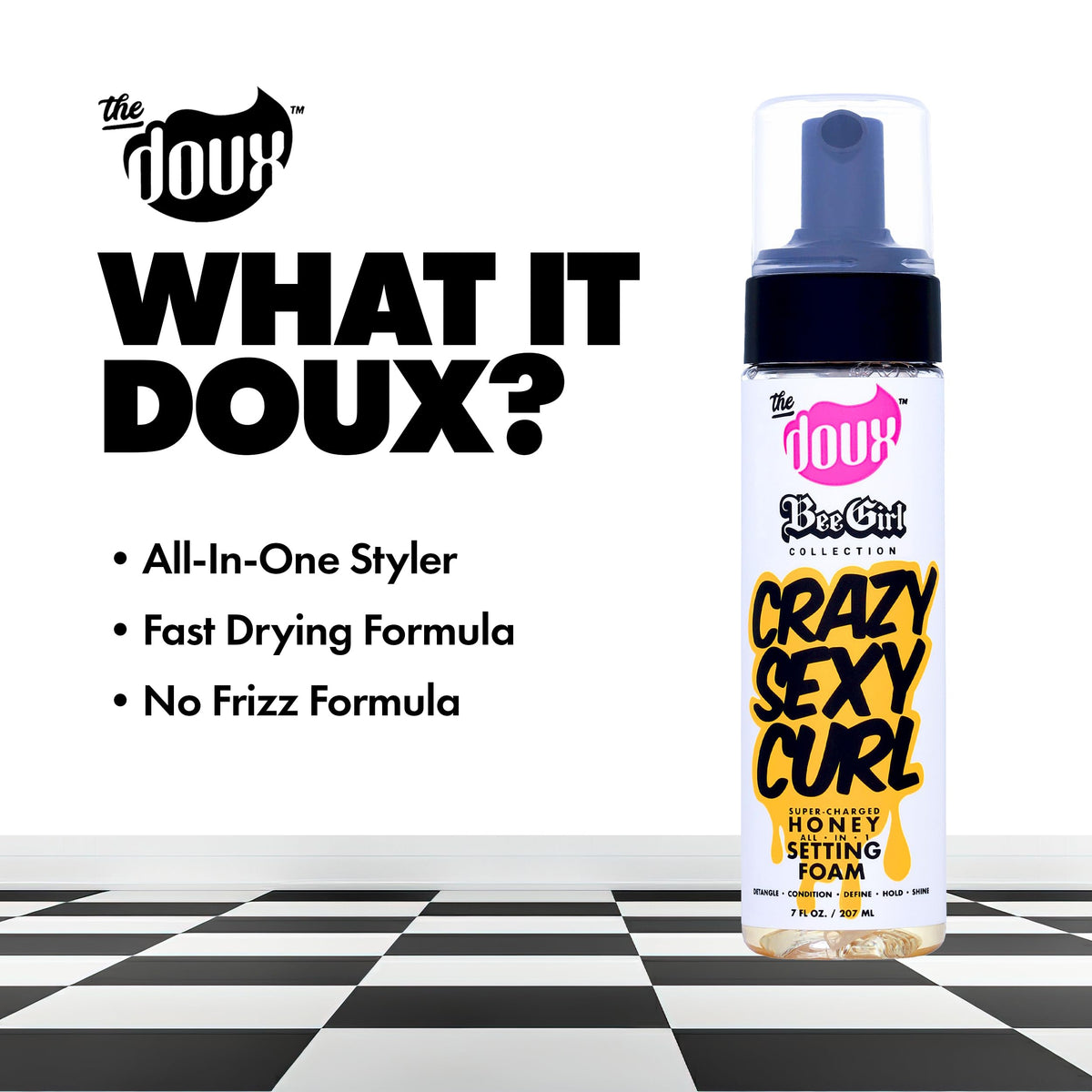 CRAZYSEXYCURL Honey Setting Foam, Styling Mousse, 7 oz