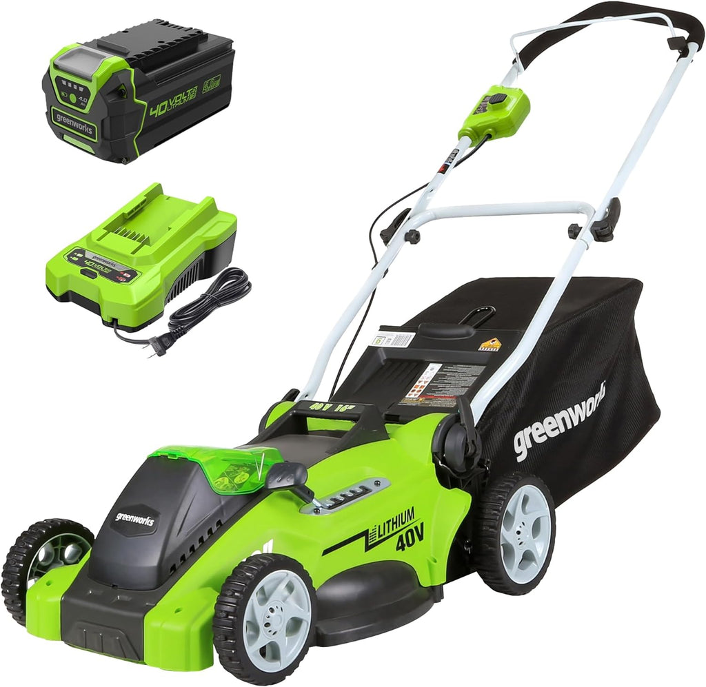 40V 16 in Push Lawn Mower, 4.0 Ah Battery and Charger