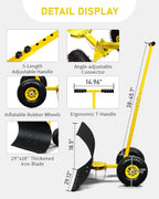 Snow Shovel with Wheels, 29" Wide 18" Long Snow Plow Shovel Angle & Height Adjustable Padded Handle Efficient Snow