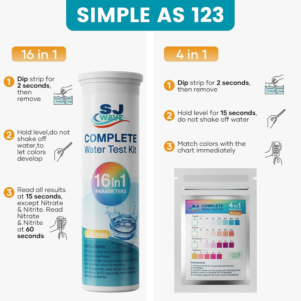 22 in 1 Water Test Kits - 125 Strips Drinking Water Test Kit, Home Tap and Well Water Tester for Bacteria pH Hardness