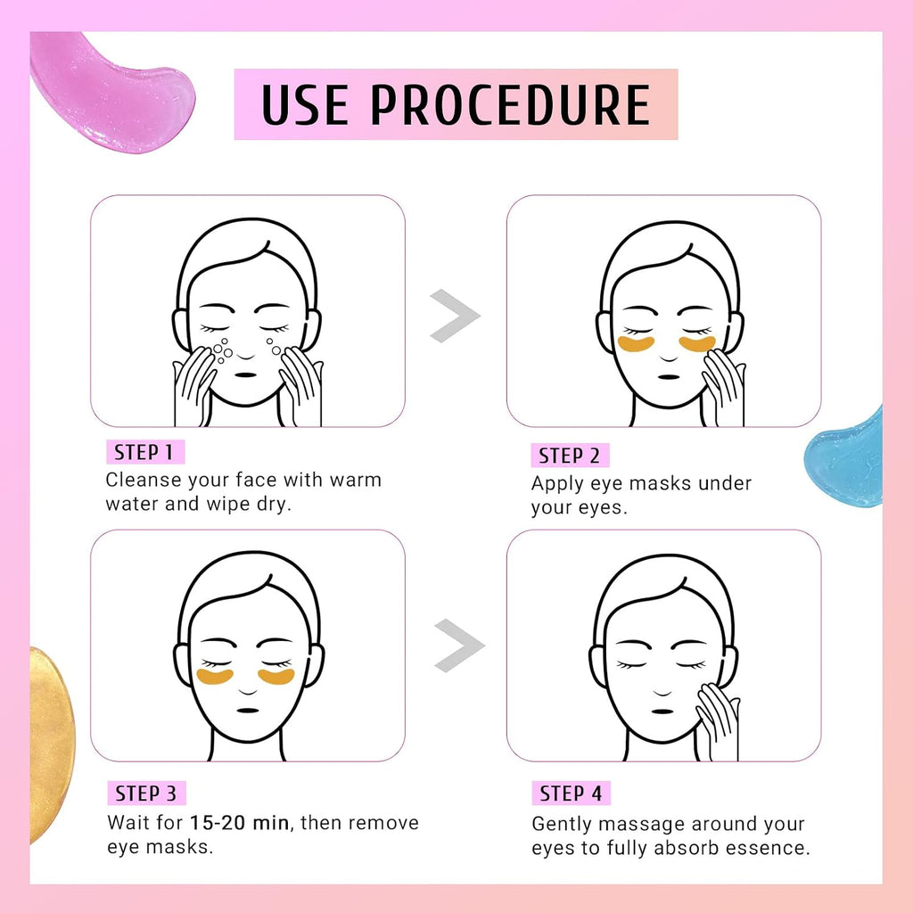 Under Eye Patches Gold and Hyaluronic Acid for puffy eyes,Rose Eye Masks for Dark Circles and Puffiness skin care