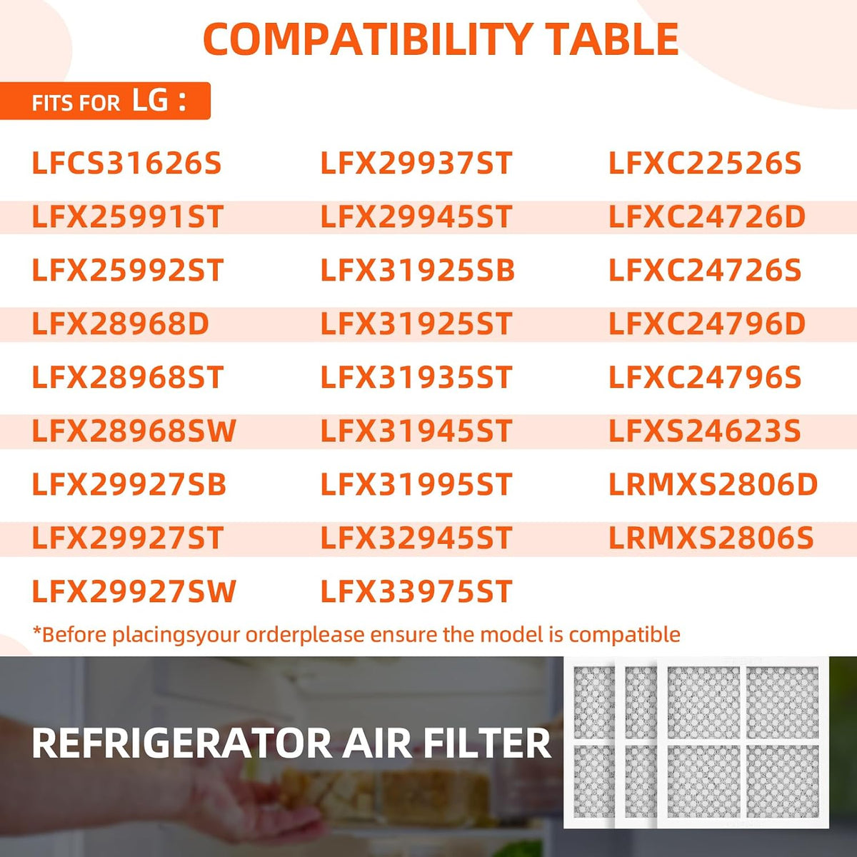 LRMXS2806S LFX25991ST LFXC22526S Air Filter Fit for LG Refrigerator