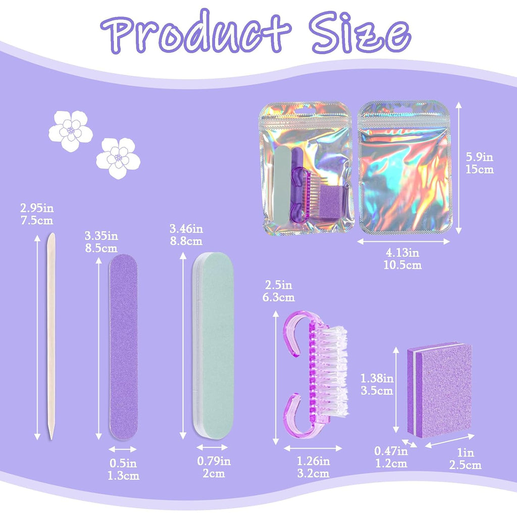 18 Set Disposable Manicure Kit Set, Press On Nail Tool Kit (Purple)