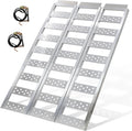 Aluminum Tri-Fold Ramp with Treads, 1600 lbs Capacity/535lbs per Section, ATV Ramp with Load Straps for Motorcycles