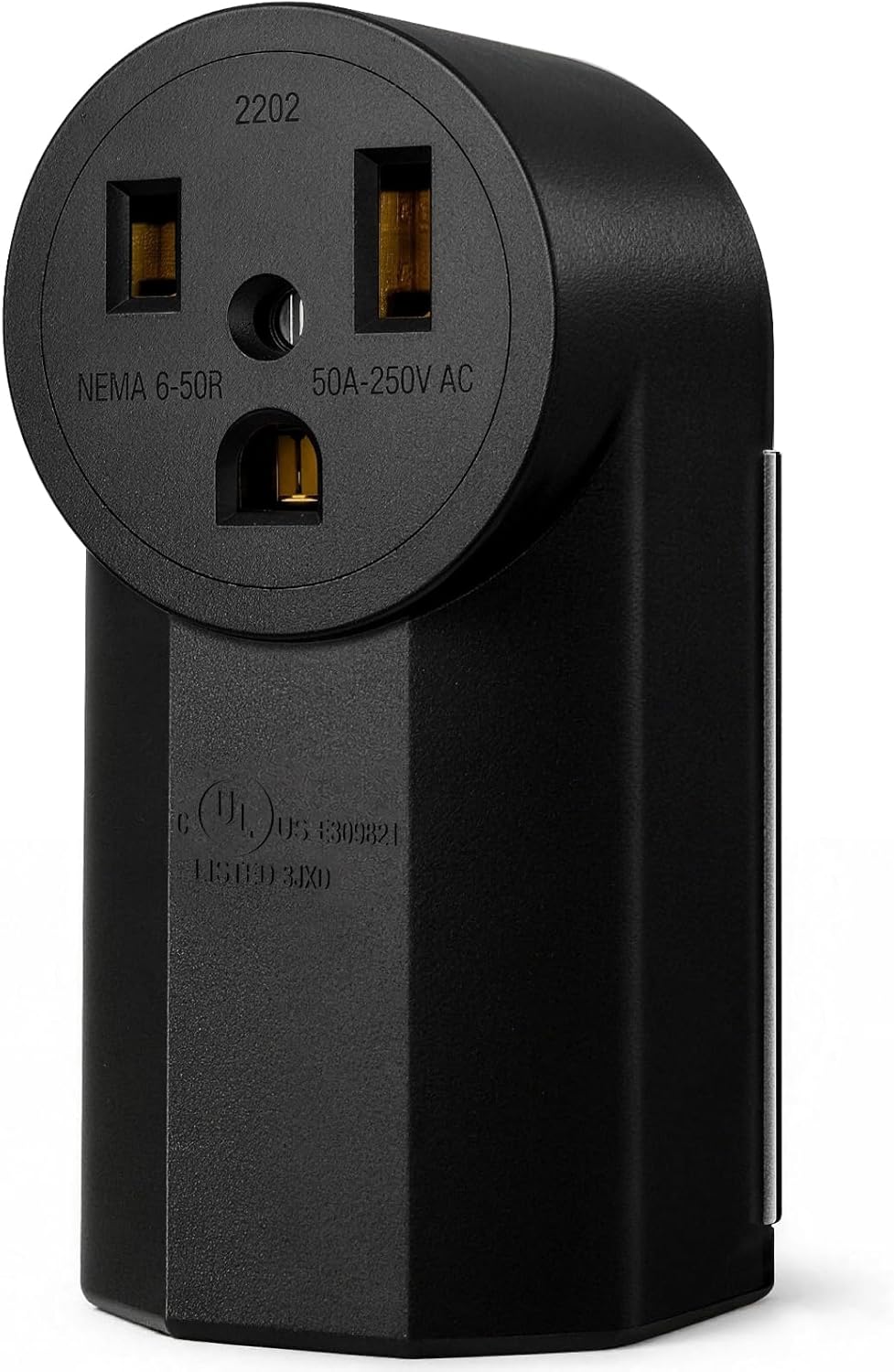 50 Amp 250 Volt 6-50R 2-Pole, 3-Wire Grounding Surface Mount Power Dryer Receptacle Outlet, Back Wire, AL/CU, UL