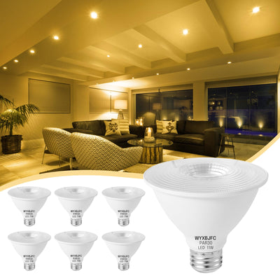 Par30 Short Neck LED Bulb - 6 Pack Dimmable LED Flood Light Bulbs, 3000k Warm White 11W Flood Light Bulb 75 Watt