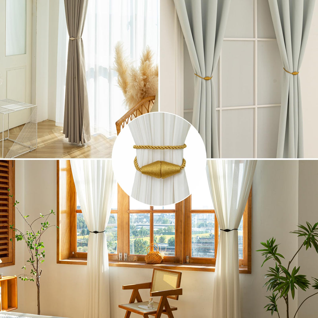 Magnetic Curtain Tiebacks 6 Pack Outdoor Rope Curtain Tie Backs Decorative Window Treatment Holdbacks for Home