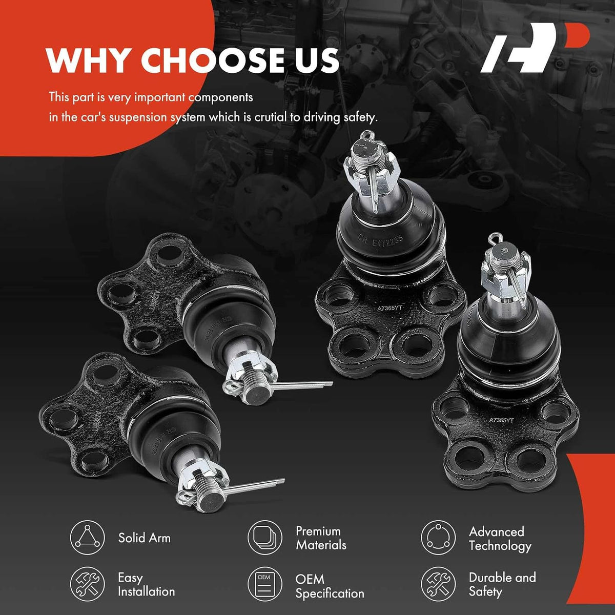 A-Premium Front Upper & Lower Ball Joint Kit, Compatible with Dodge