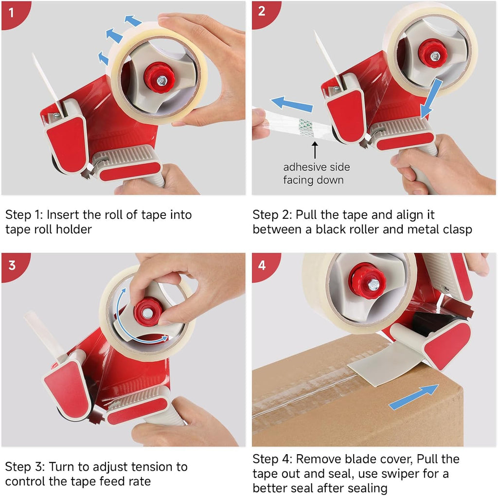 Heavy Duty Packing Tape Dispenser Gun with Safety Blade Cover, 3-Inch Inner Core, for 2-Inch Wide Packing Tape