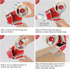 Heavy Duty Packing Tape Dispenser Gun with Safety Blade Cover, 3-Inch Inner Core, for 2-Inch Wide Packing Tape